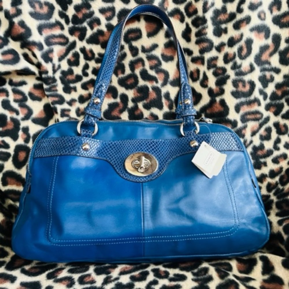 Brand New Coach Blue Smooth Leather Satchel